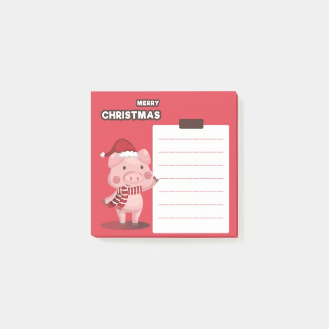Post-It Notes de Cochon de Noël (Devant)