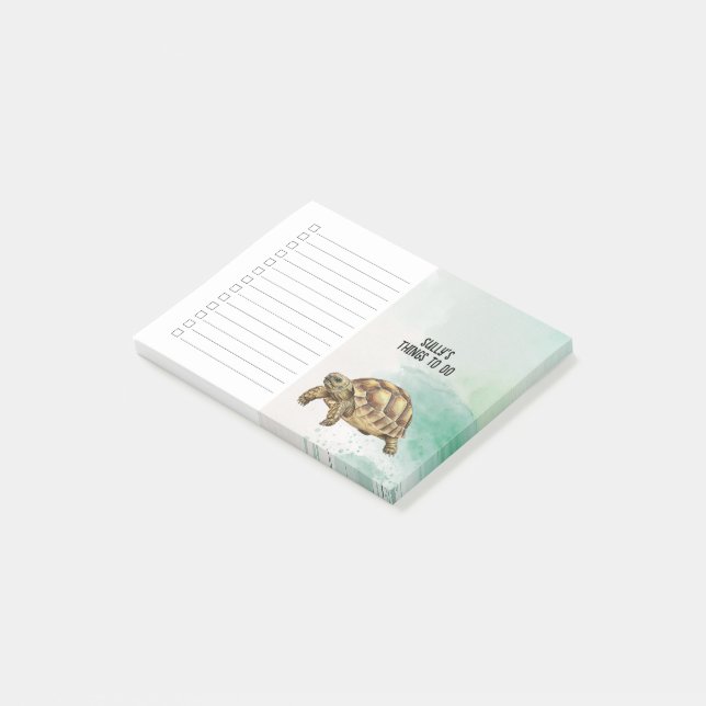 Post-it® Notes de contrôle de la tortue Sulcata à nom perso (Incliné)