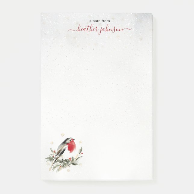 Post-it® Notes de Hearthlight Robin d'hiver Personnalisé (Devant)
