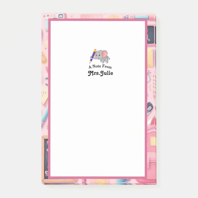 Post-it® Notes de l'enseignant personnel assez rose (Devant)