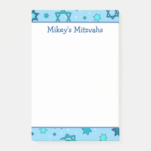 Post-it® Notes de Mitzvah - Étoile de David bleu clair  (Devant)