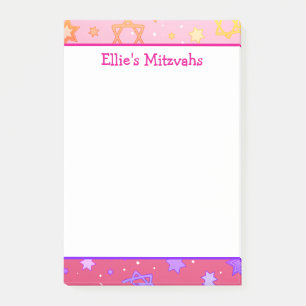 Post-it® Notes de Mitzvah - Étoile de David rose