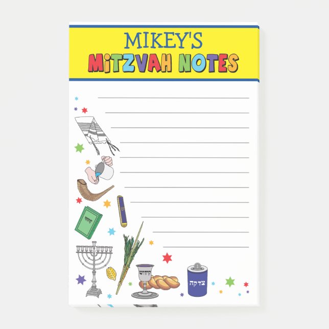 Post-it® Notes de Mitzvah personnalisées - Style 2 (Devant)