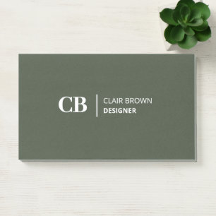 Post-it® Notes de monogramme vert forêt élégant moderne
