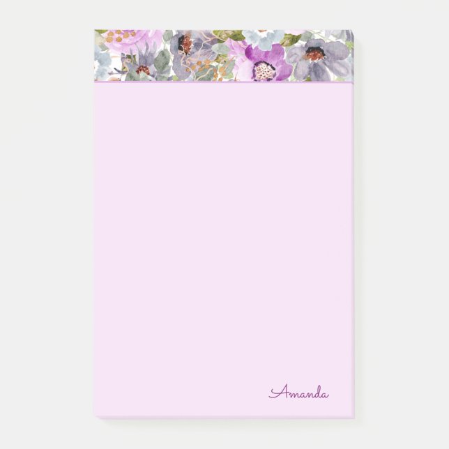 Post-it® Notes de motifs floraux d'aquarelle (Devant)