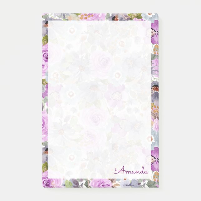 Post-it® Notes de motifs floraux d'aquarelle (Devant)