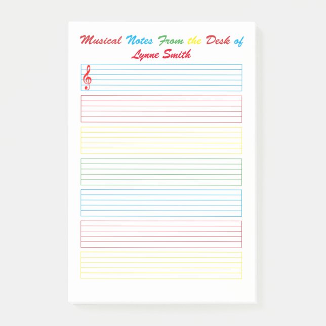Post-it® Notes de Musique Lignes Colorées (Devant)