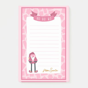 Post-It Notes de Noël rose avec Père Noël