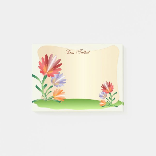 Post-it® Notes de post-it colorées de fleurs (Devant)