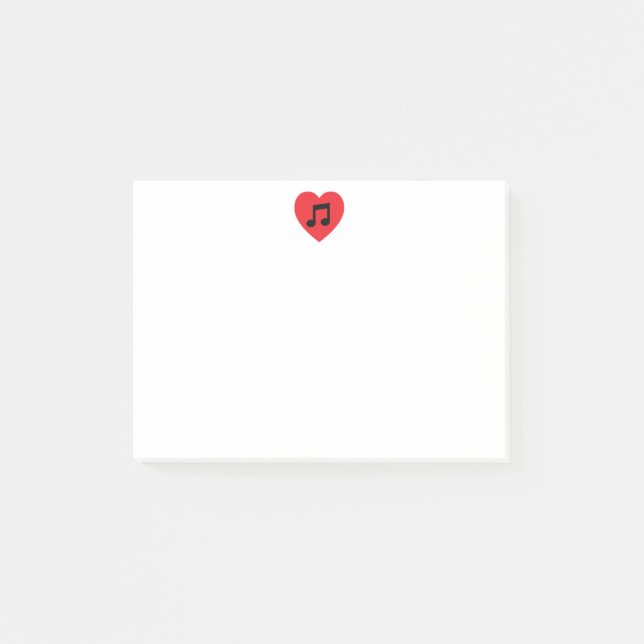 Post-it® Notes de post-it de coeur de note de musique (Devant)