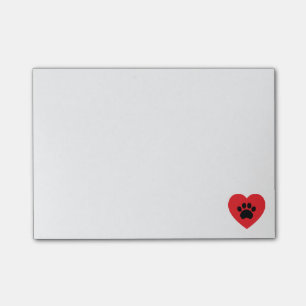 Post-it® Notes de post-it de coeur d'empreinte de patte