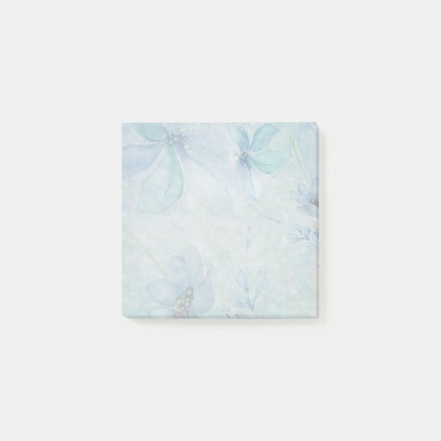 Post-it® Notes de post-it de fleurs de Teal d'aquarelle (Devant)