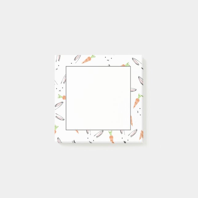 Post-it® Notes de post-it de motif de lapin et de carotte (Devant)