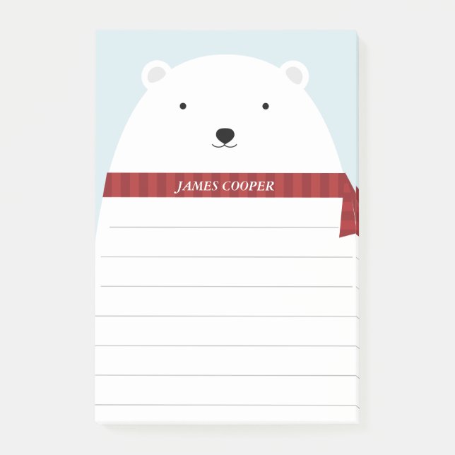 Post-it® Notes de post-it douces d'ours blanc (Devant)