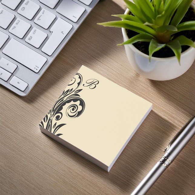 Post-it® Notes de post sur le monogramme floral (Créateur téléchargé)