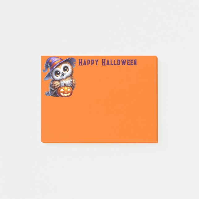 Post-it® Notes de poste du hibou d'Halloween (Devant)