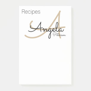 Post-it® Notes de recettes du monogramme du chef