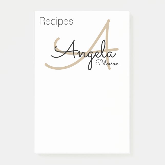Post-it® Notes de recettes du monogramme du chef (Devant)