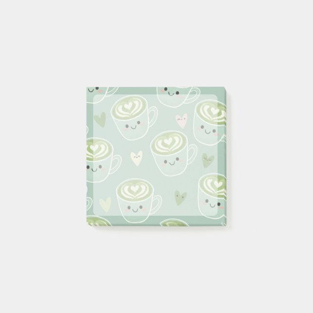 Post-It Notes de tasses de matcha souriantes (Devant)