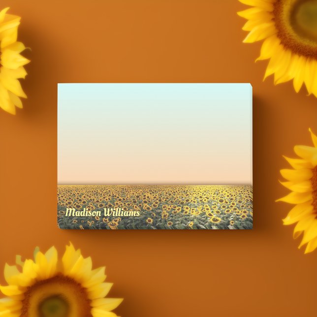 Post-it® Notes de terrain Tournesol avec nom personnalisé ("Embrace Nature's Beauty in Every Note! 🌻📝)