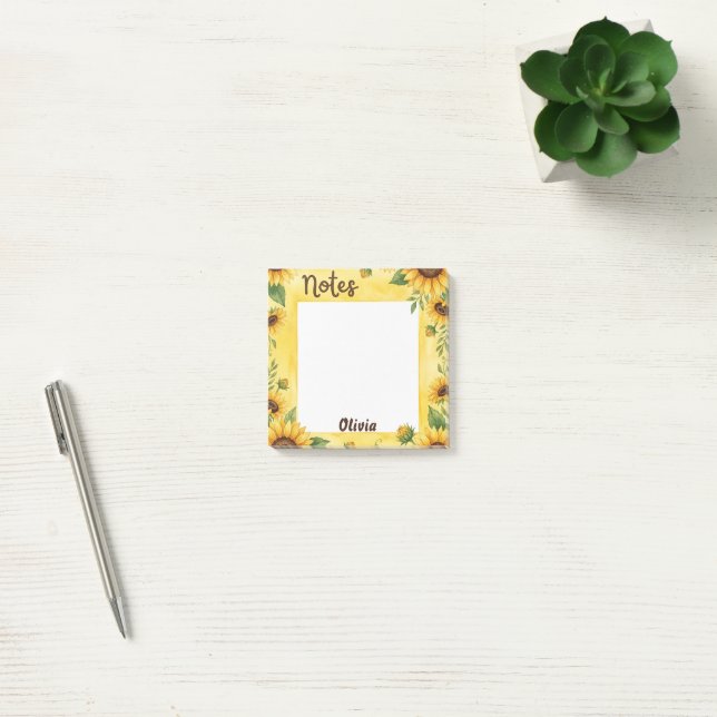 Post-it® Notes de tournesol personnalisées Bloc-notes flora (Bureau)