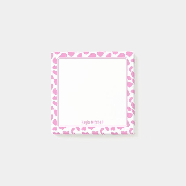 Post-it® Notes d'impression mignonnes de vache rose et blan (Devant)