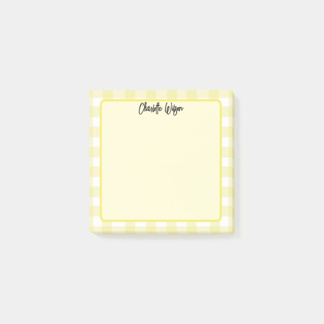 Post-it® Notes du Motif En vichy migre Pastel Jaune (Devant)