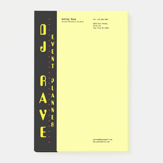 Post-it® Notes du planificateur d'événements DJ (Devant)