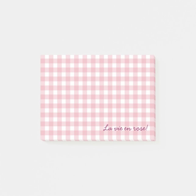 Post-it® notes en vichy rose (Devant)