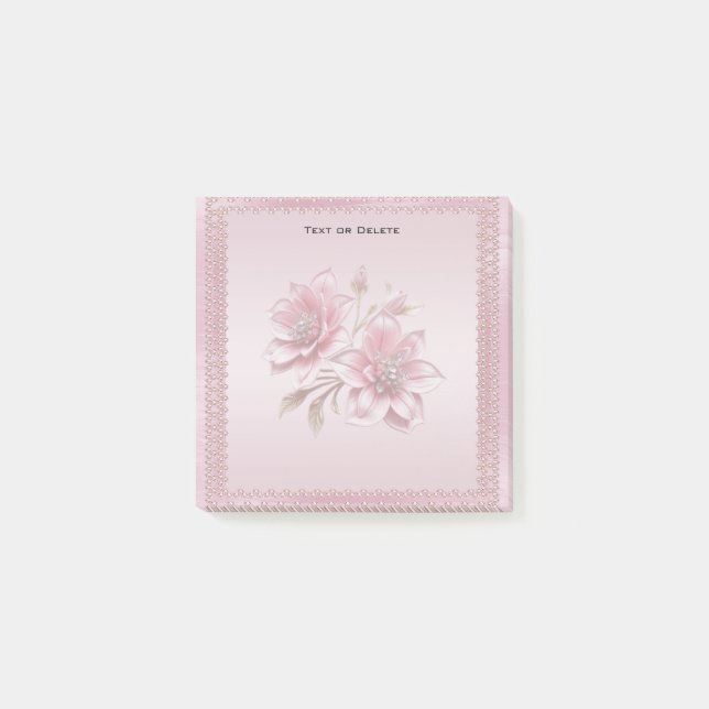Post-it Notes Fleurs Roses Modernes (Devant)