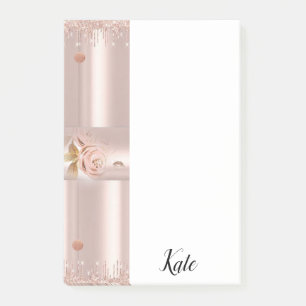 Post-it Notes Floral Rose Silver Drip