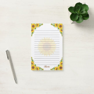 Post-it® Notes Florales Personnalisées avec Tournesols Alig