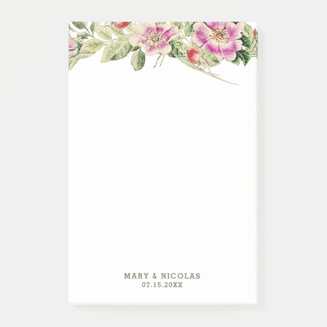 Post-it® Notes florales vintage d'églantine (Devant)