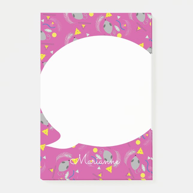Post-it Notes Fromage Rose Souris Rétro (Devant)