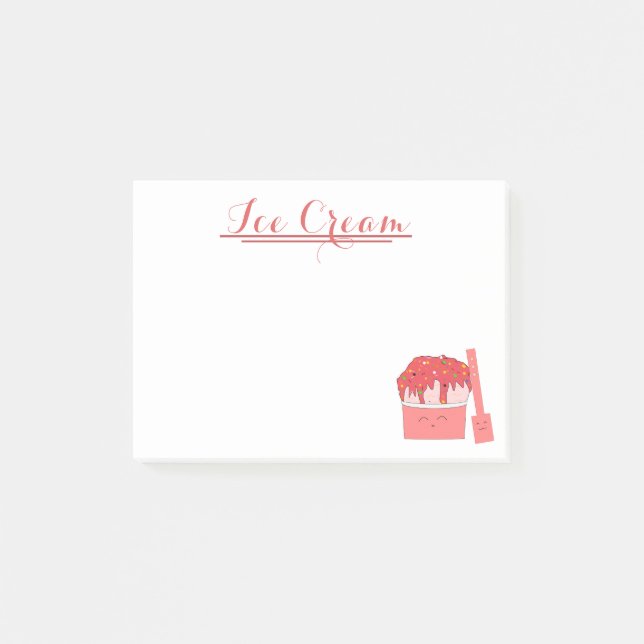 Post-It Notes | Glace à la Fraise et Cuillère (Devant)