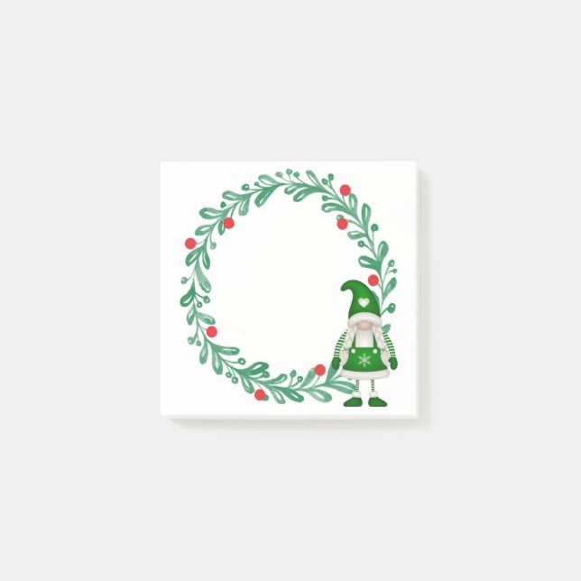Post-It Notes Gnome de Noël et Couronne (Devant)