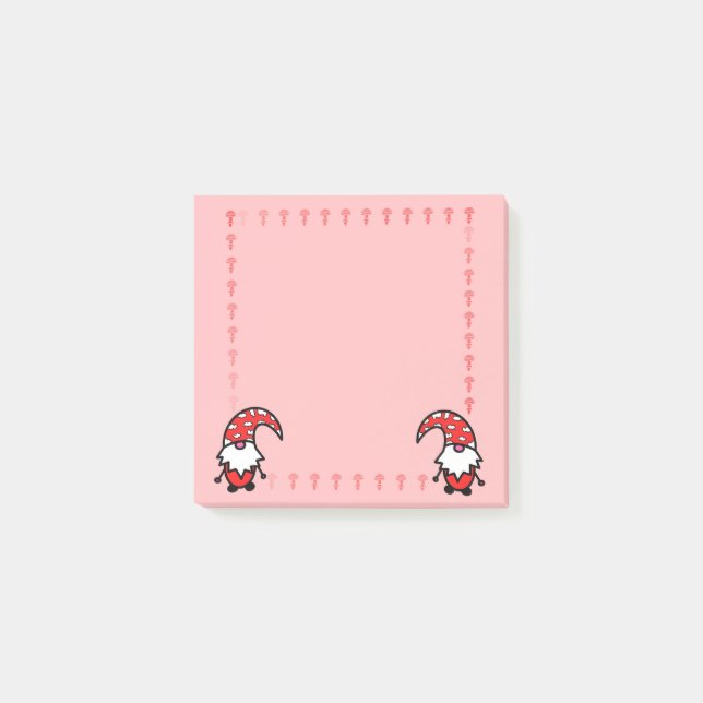 Post-it Notes Gnome Rouge avec Champignons (Devant)