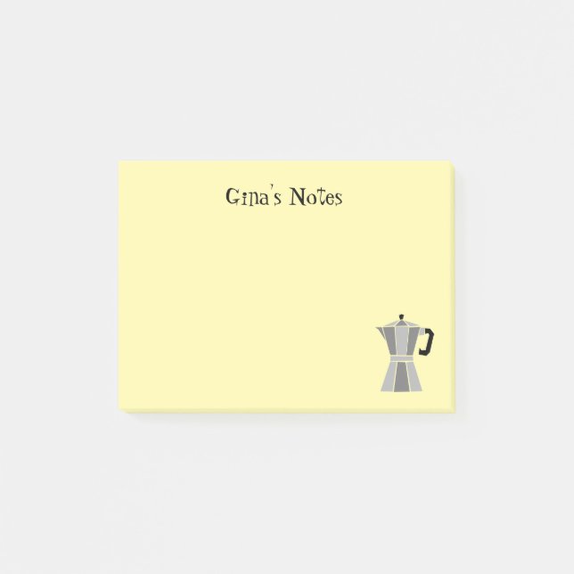 Post-it notes jaunes personnalisés avec cafetière  (Devant)