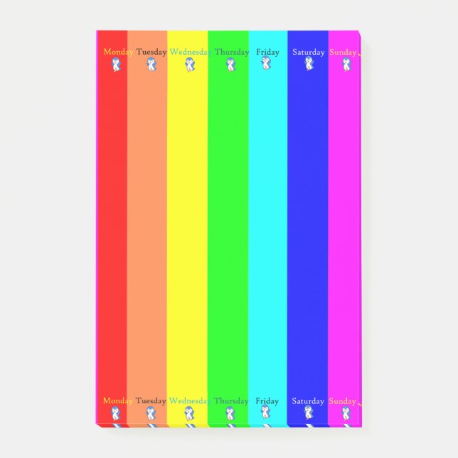 Post-it Notes Jours de la semaine Rayure Manchot (Devant)