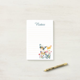 Post-it® Notes lignées Fleurs sauvages et Papillons colorés