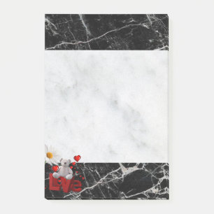 Post-it Notes Marbre Blanc & Noir Ours en Peluche