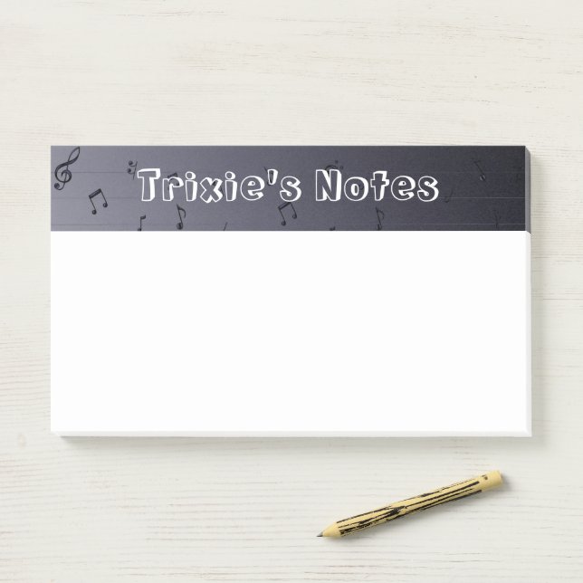 Post-it® Notes musicales Dark Ombre Marine (Sur un bureau)
