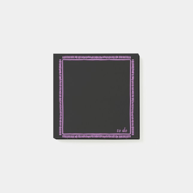 Post-it® Notes noires avec bordure rose fluorescent (Devant)