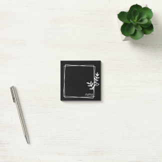 Post-it® Notes noires avec double cadre blanc et fleurs