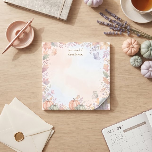 Post-it® Notes personnalisées Boho Automne Citrouille (Keep your reminders stylish with these personalized boho autumn sticky notes.)