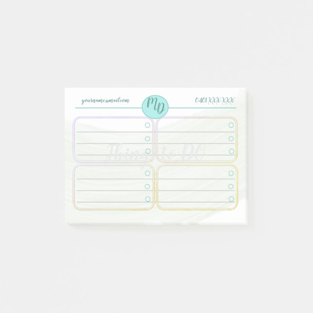 Post-it® Notes personnalisées d'aquarelle bleue et verte (Devant)