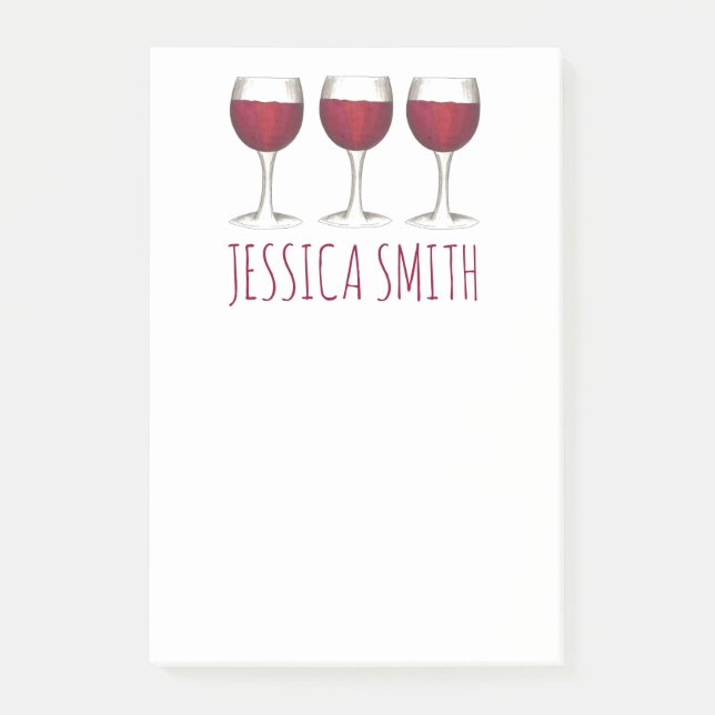 Post-it® Notes personnalisées en verre de vin rouge (Devant)