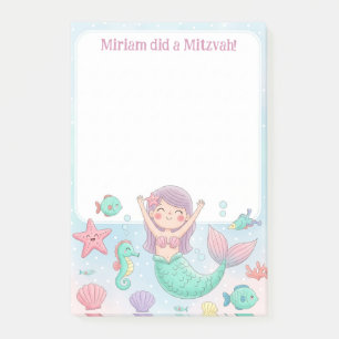 Post-it® Notes personnalisées Mitzvah de mignonne sirène
