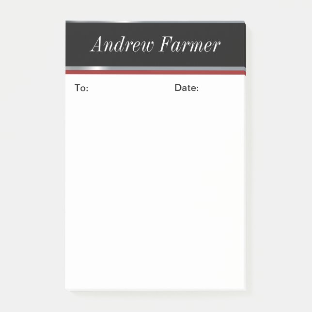 Post-it® Notes personnalisées, noires et argentées (Devant)