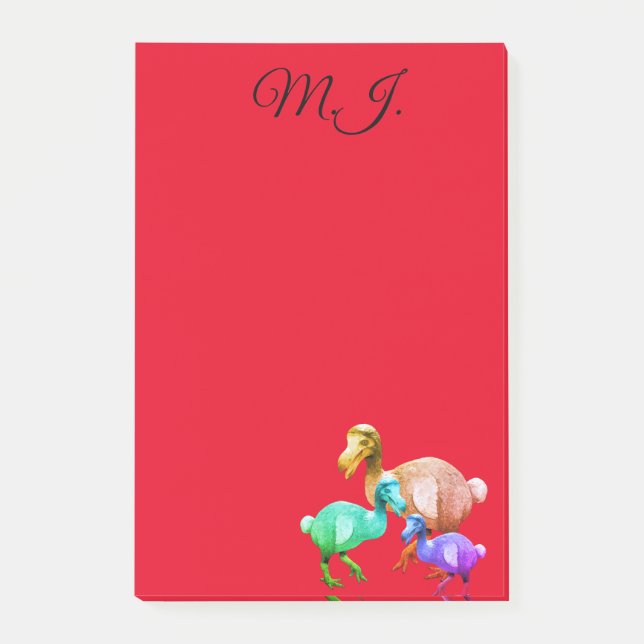 Post-it Notes personnalisés Dodo avec monogramme (Devant)